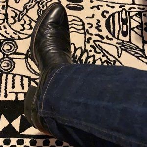 Vintage Black Justin Diamond Cowboy Boots Size 8